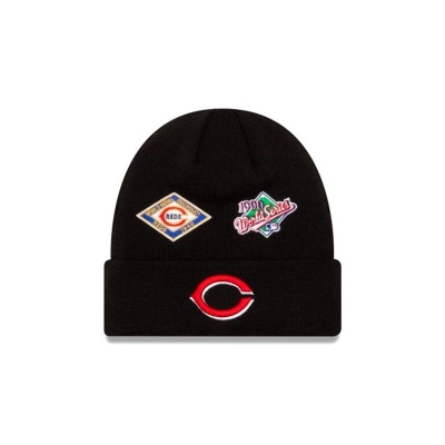 Red Cincinnati Reds Hat - New Era MLB World Series Patch Cuff Knit Beanie USA7306289